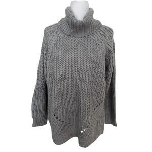 CLOTH BY DESIGN Pointelle Turtle Neck Sweater In gray size M women A003059